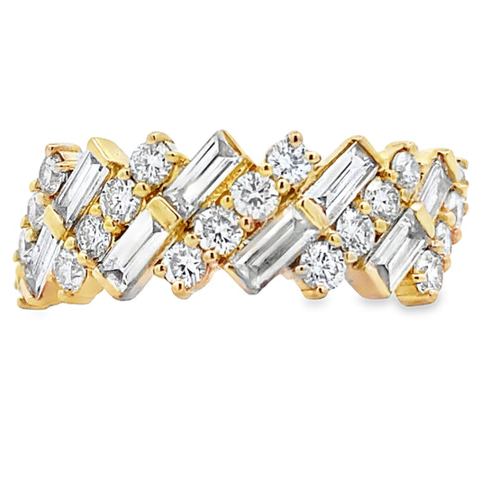 Anillos de banda de moda con diamantes creados en laboratorio, oro amarillo de 14 K.