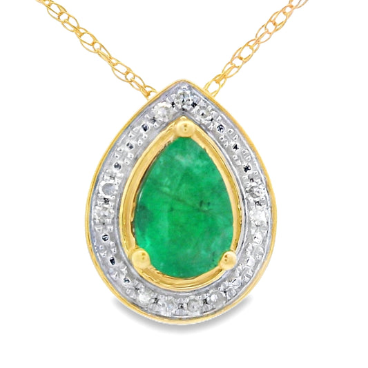 Colgantes de moda de diamante esmeralda de .41 ct de oro amarillo de 10 kt