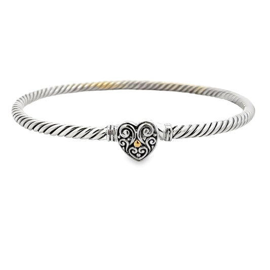 Pulsera de aro de plata de ley y oro de 18 quilates