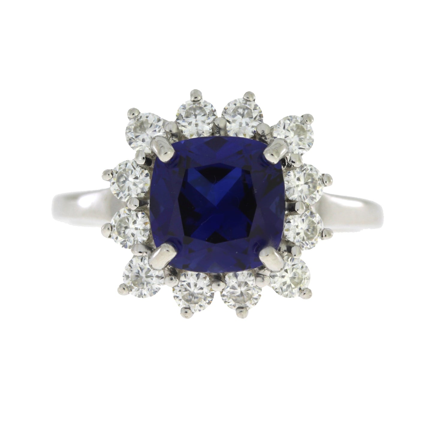 Anillo de zafiro y moissanita de plata esterlina