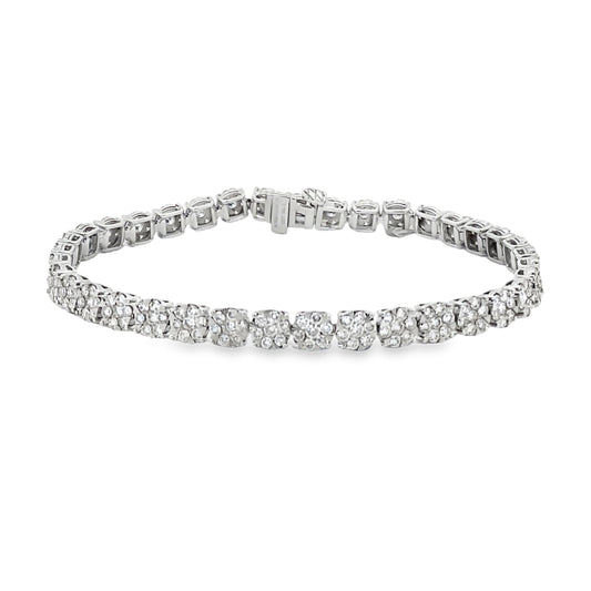 Pulsera de tenis con diamantes creados en laboratorio, oro blanco de 10 qt