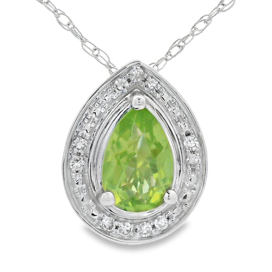 Colgantes de moda de peridoto y diamante de .47ct en oro blanco de 10K