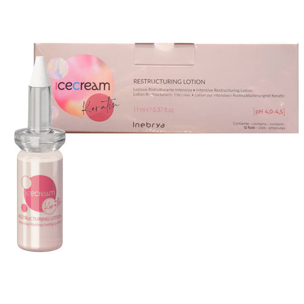 Inebrya, Ice Cream Keratin, Hair Lotion Treatment, Intensive repair, 12 pcs, 11 ml