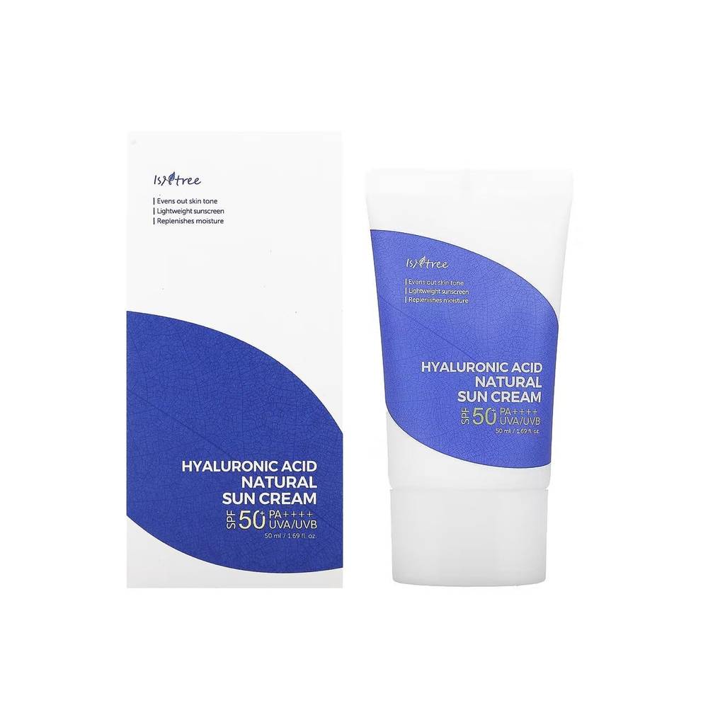Isntree, Hyaluronic Acid Natural Sun, Hydrating, Soothing & Protecting, Before Sun Exposure, Cream, For Face, SPF 50+, 50 ml