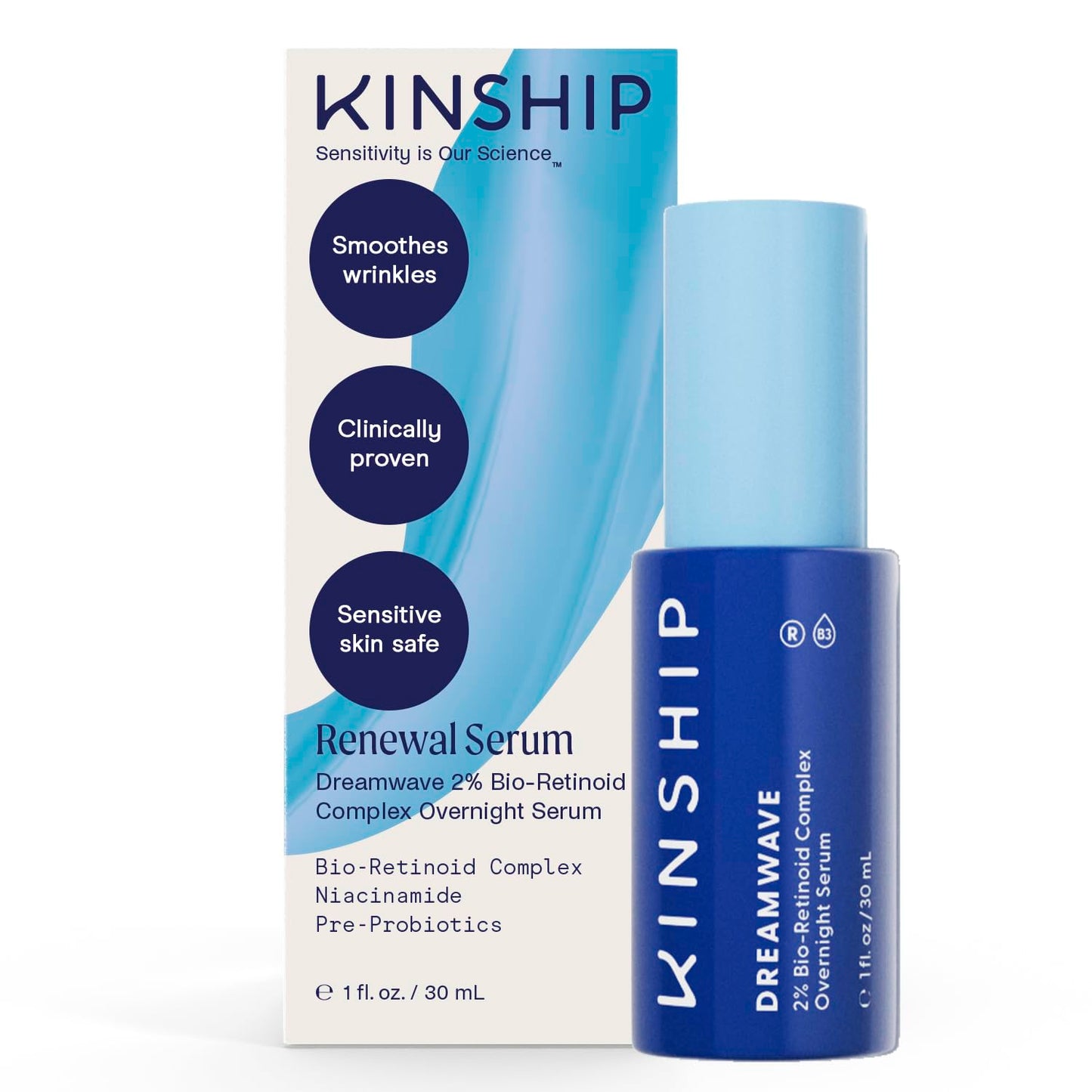Kinship, Dreamwave, Anti-Wrinkle, Overnight, Serum, For Face, 30 ml