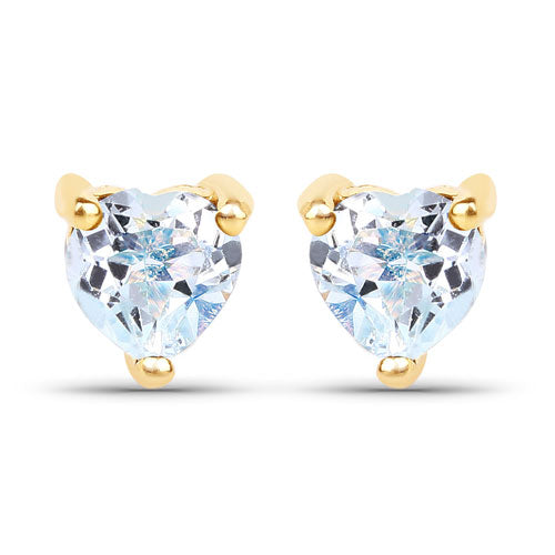 Pendientes de oro amarillo de 14 quilates con topacio azul genuino de 0,70 quilates