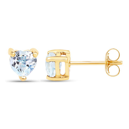 Pendientes de oro amarillo de 14 quilates con topacio azul genuino de 0,70 quilates