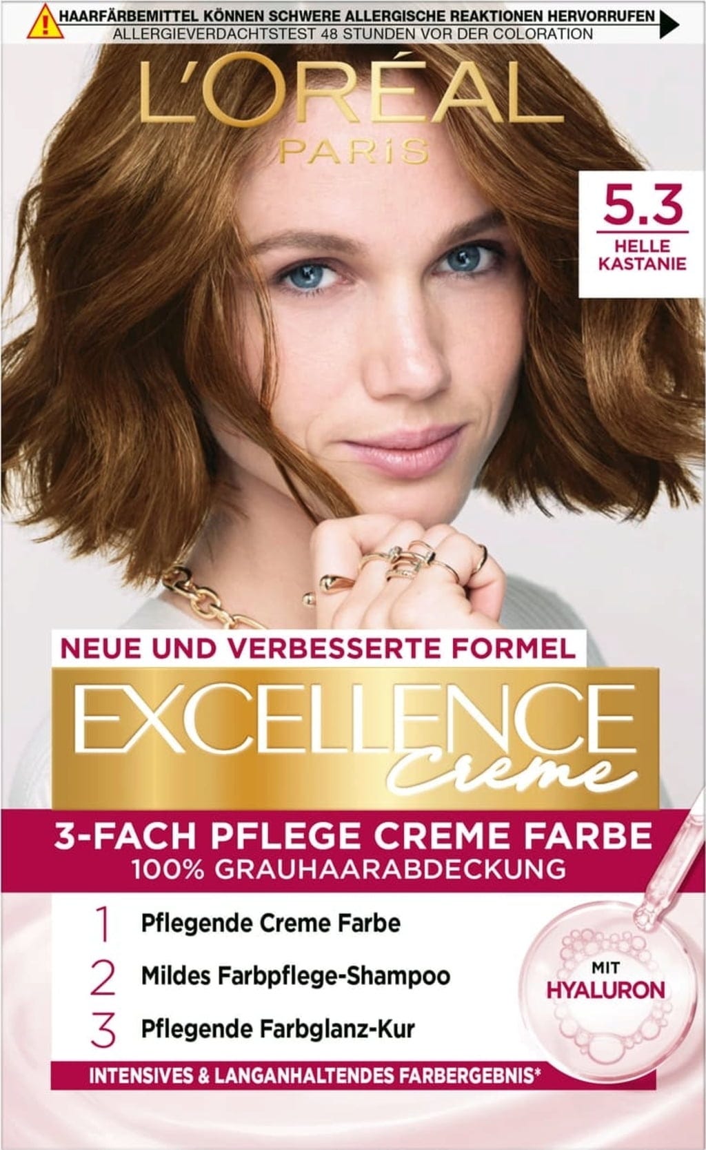 L'Oreal Paris, Excellence Crème, Permanent Hair Dye, 5.3 Light Chestnut, 200 g *Tester