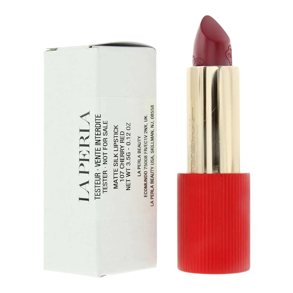 La Perla, Matte Silk, Matte Silk, Cream Lipstick, 107, Cherry Red, 3.5 g *Tester