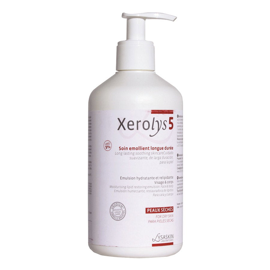 Lab Lysaskin, Xerolys 5, Protects & Hydrates, Body Emulsion, For Face & Body, 500 ml
