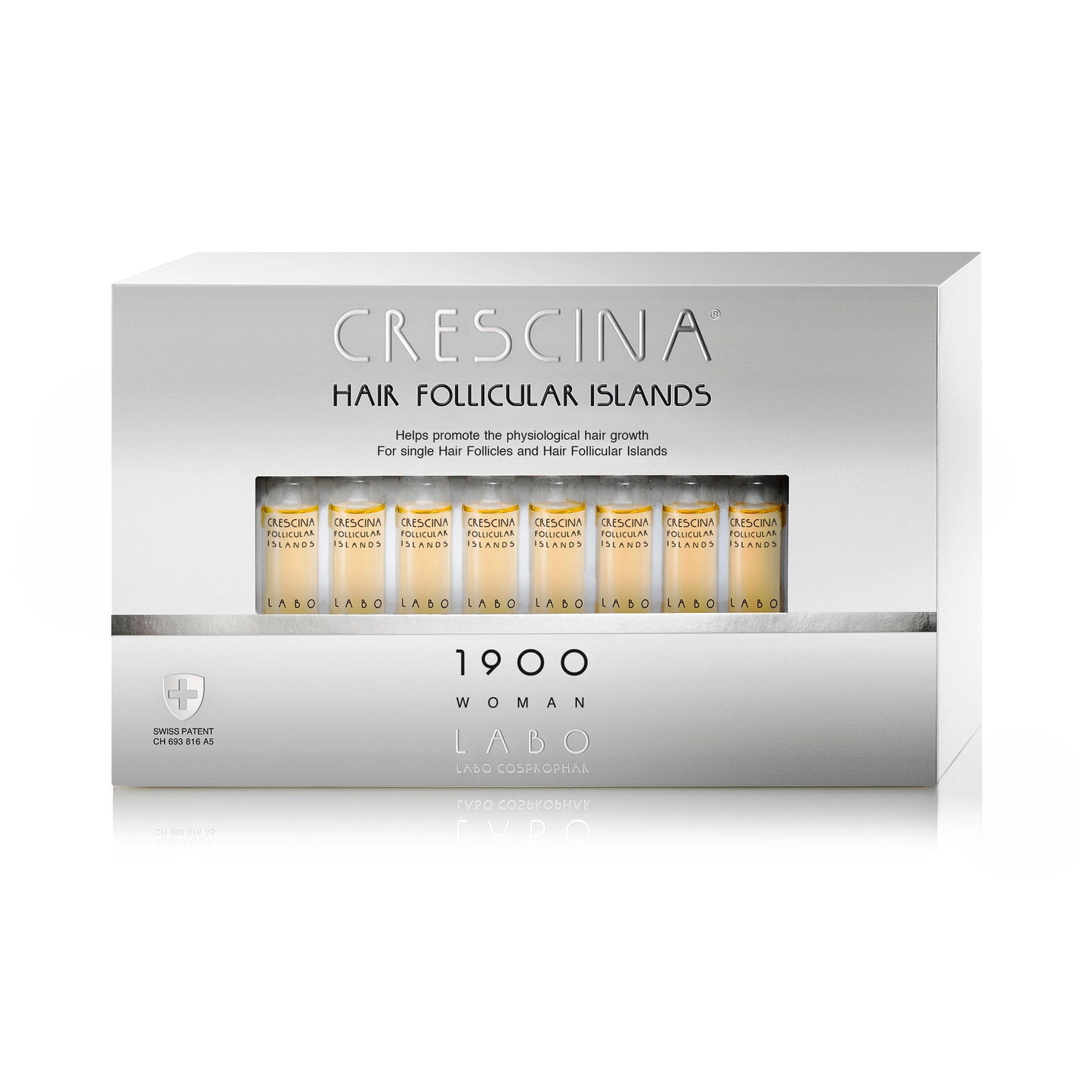 Labo Cosprophar Suisse, Crescina Follicular Islands 1700, For Growth Stimulation, Ampoules Treatment Serum, For Scalp, For Women, 20 pcs