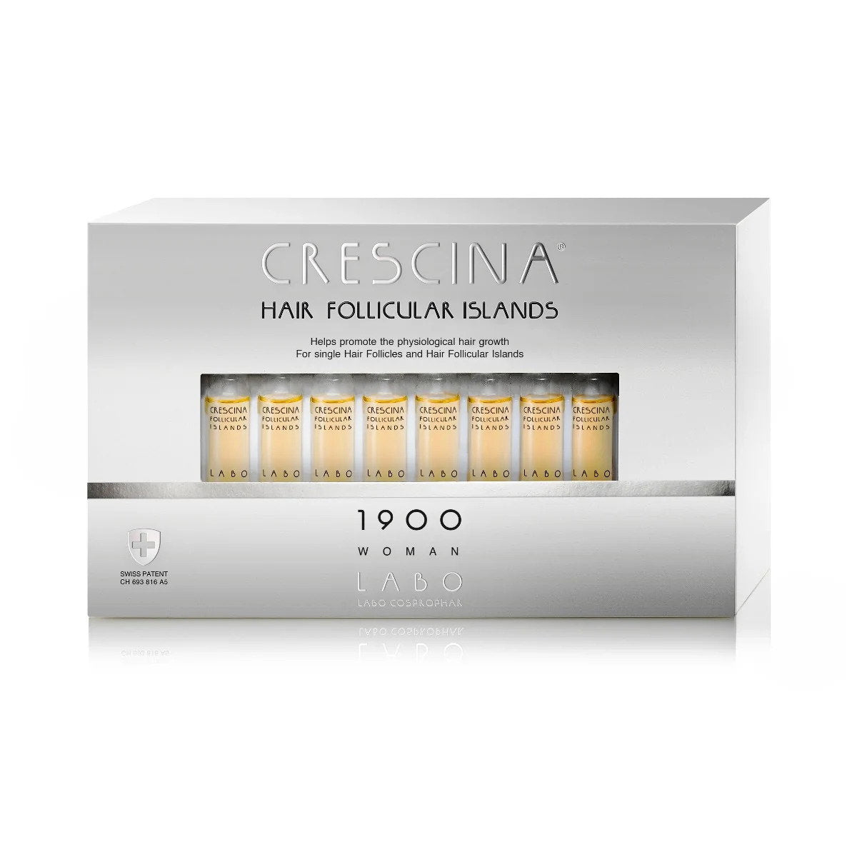 Labo Cosprophar Suisse,  Crescina Follicular Islands 1900, For Growth Stimulation, Ampoules Treatment Serum, For Scalp, For Women, 20 pcs