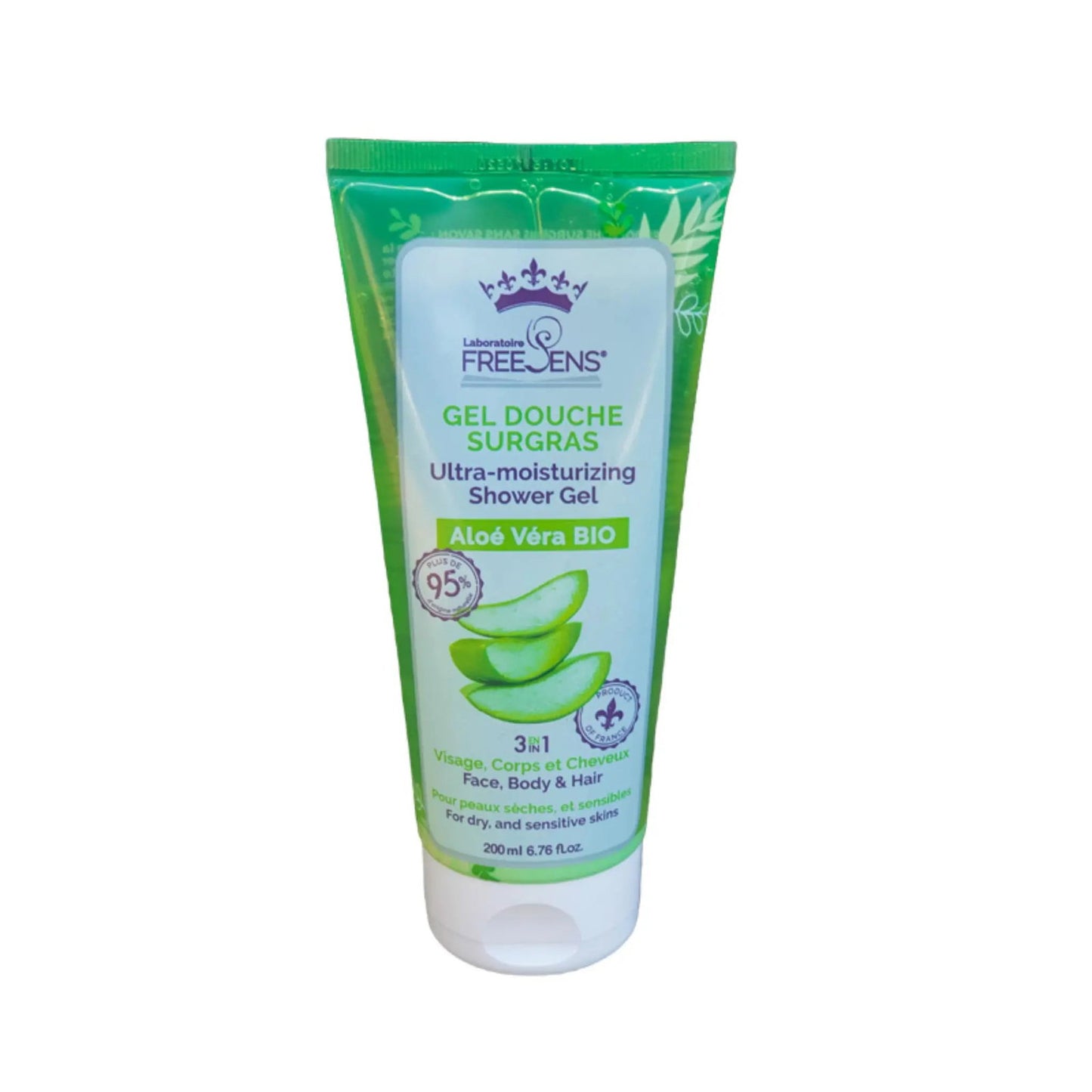 Laboratoire Freesens, Freesens, Organic, Aloe Vera, Hydrating & Cleansing, Shower Gel, Face, Body & Hair, Dry & Sensitive, 200 ml
