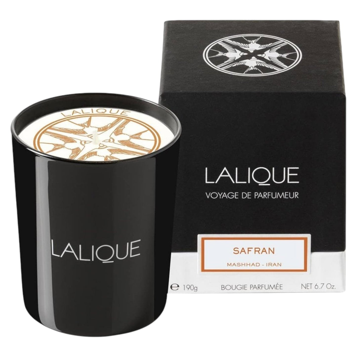 Lalique, Safran Mashhad Iran, Leather Woods, Scented Candle, 190 g