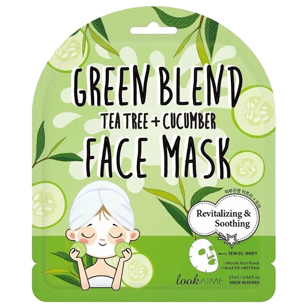 Look At Me, Green Blend, Cucumber, Revitalising, Sheet Mask, For Face, 25 ml