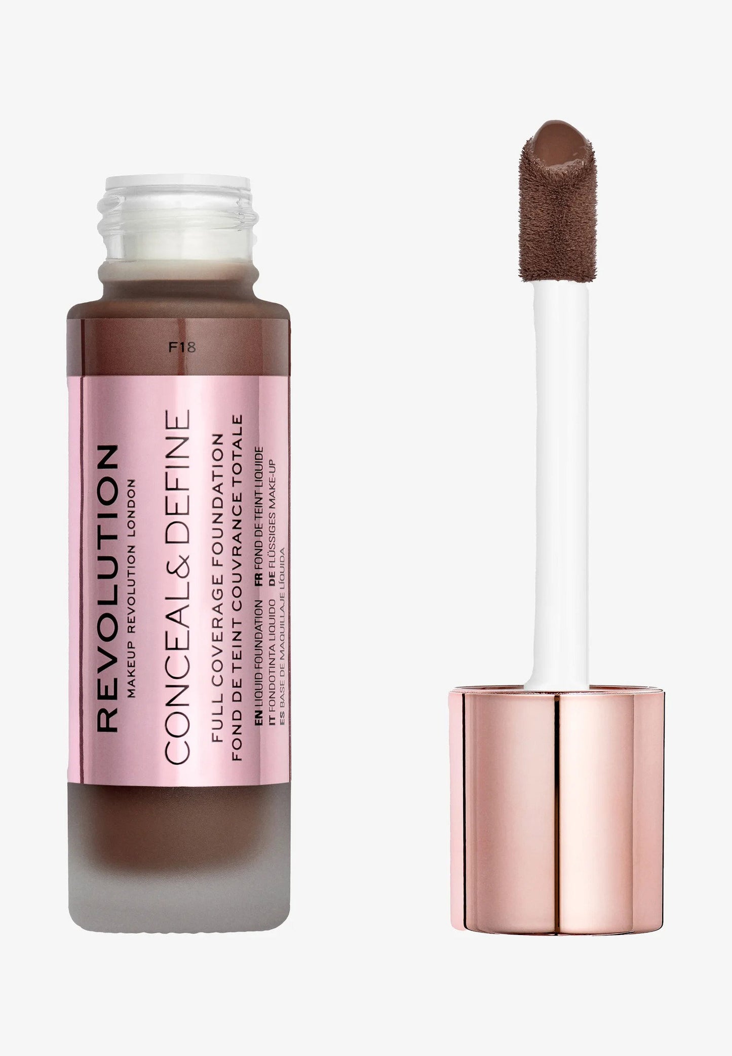 Makeup Revolution, Conceal & Define, Oil Free, Cream Foundation, F 18, 23 ml - view 4
