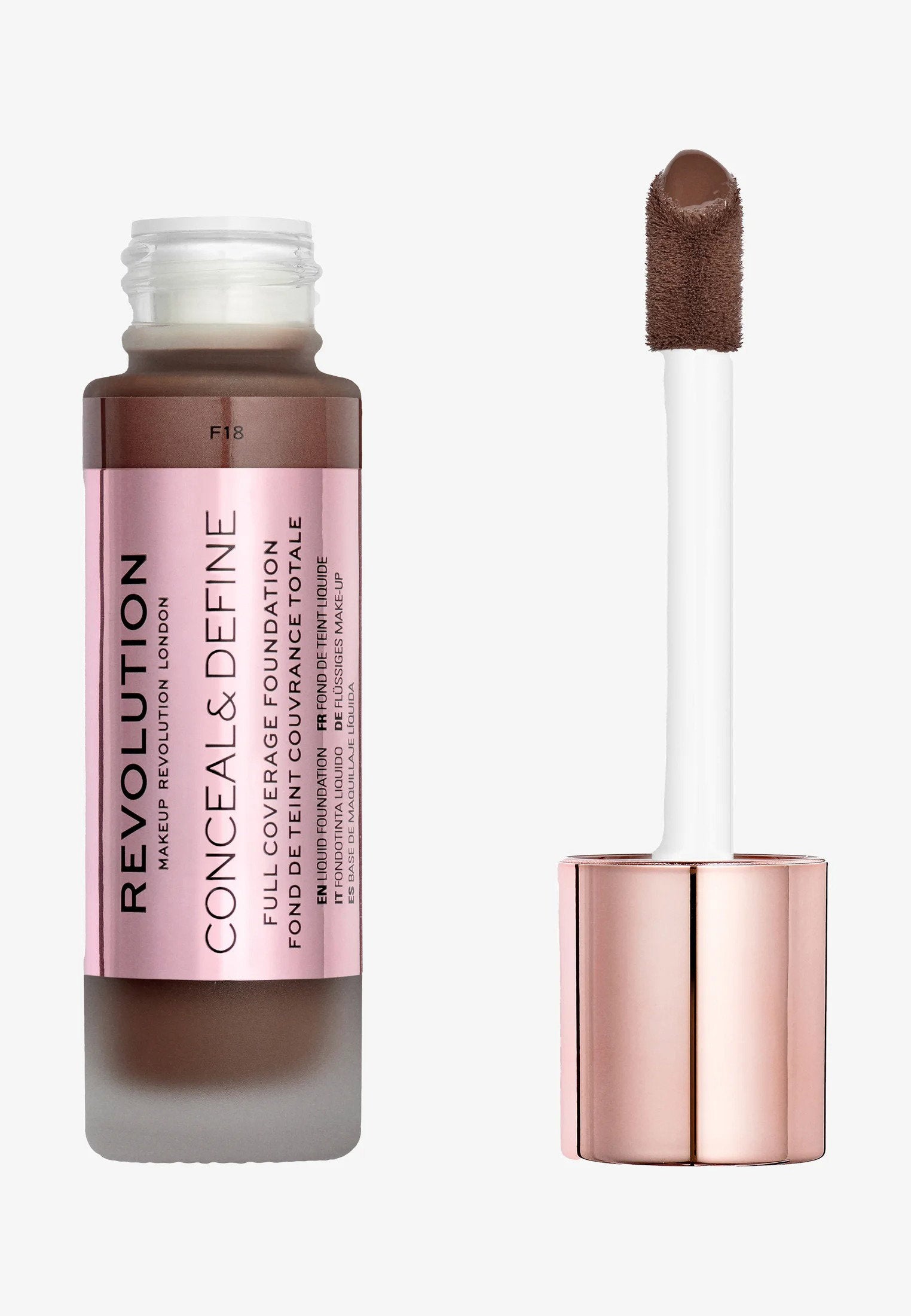 Makeup Revolution, Conceal & Define, Oil Free, Cream Foundation, F 18, 23 ml - view 4
