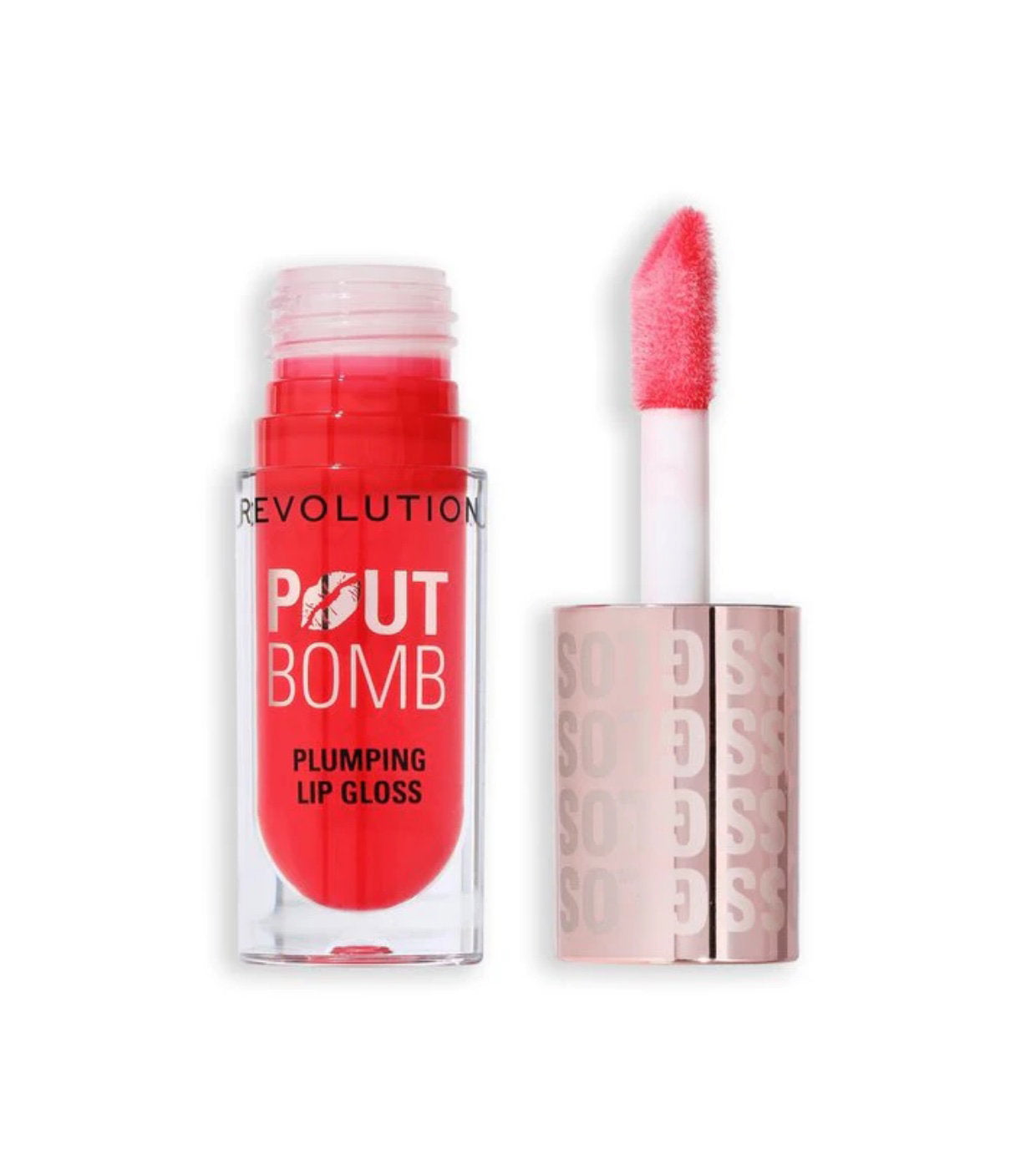 Makeup Revolution, Pout Bomb, Plumping, Lip Gloss, Cherry Sheer Red, 4.6 ml
