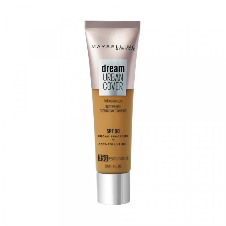 Maybelline, Dream Urban Cover, Full Cover, Cream Foundation, 356, Warm Coconut, SPF 50, 30 ml