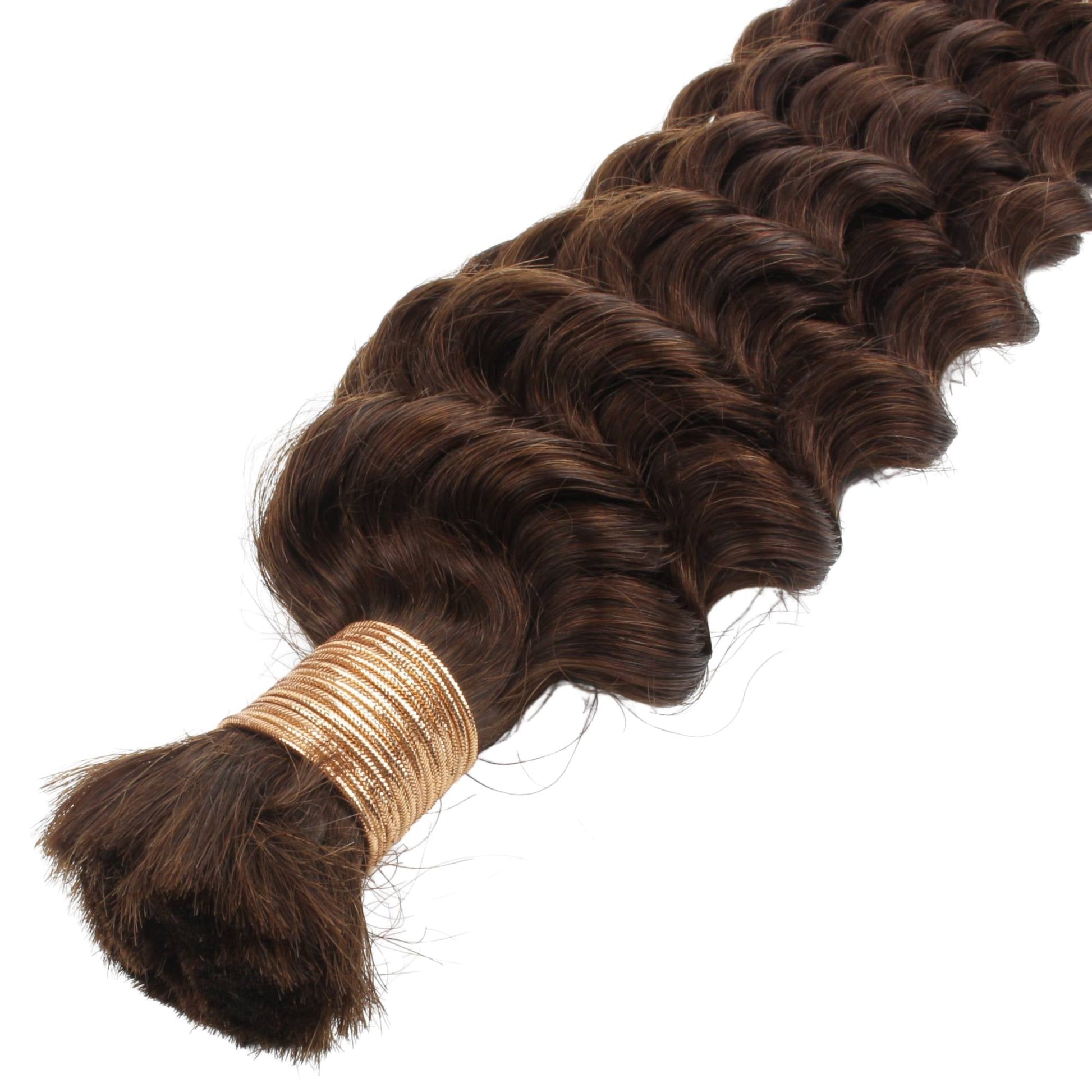 Medium Brown Deep Wave Color 4 Bulk 100% Human Braiding Hair Luxegan