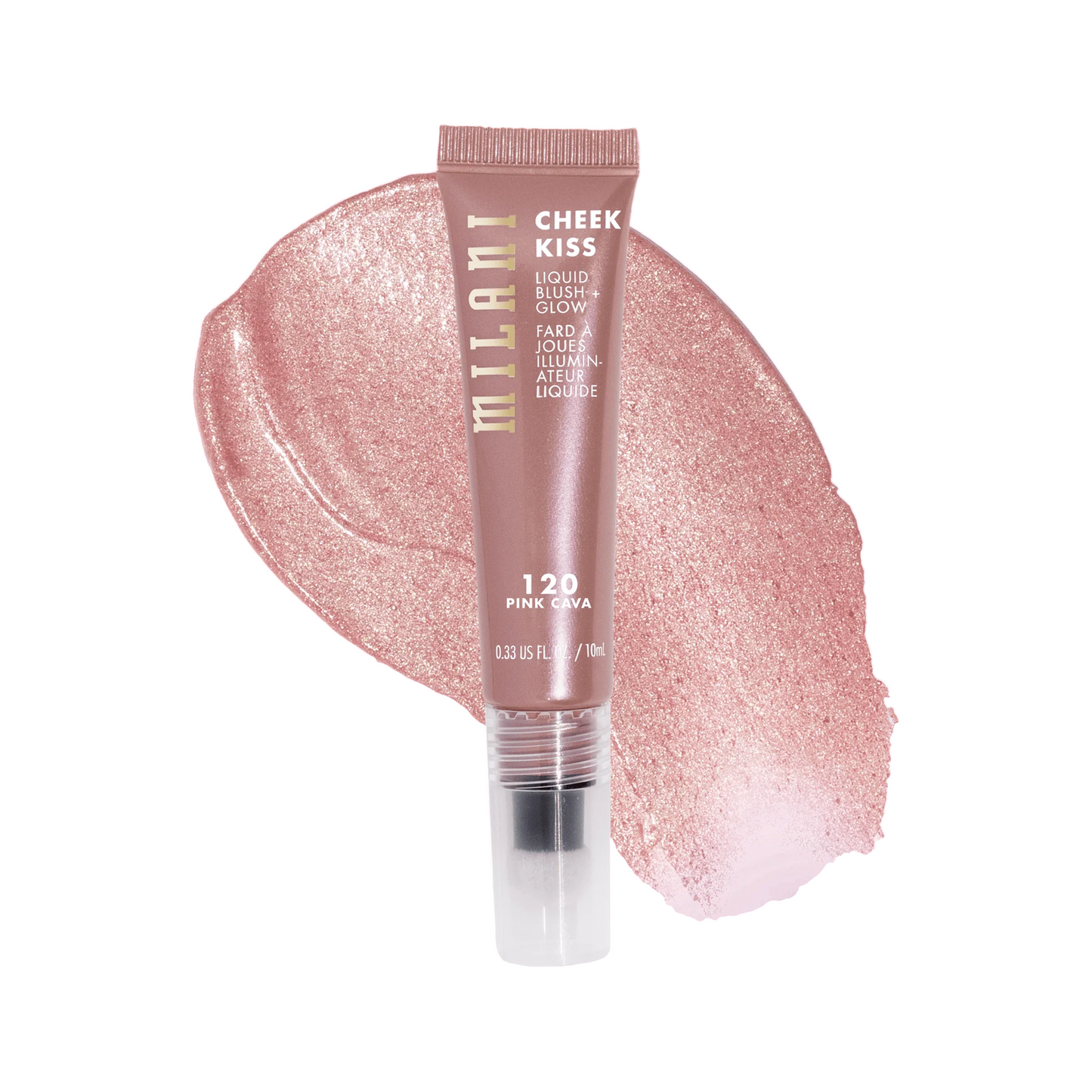Milani, Cheek Kiss Blush + Glow, Illuminating, Liquid Blush, 120, Pink Cava, 10 ml
