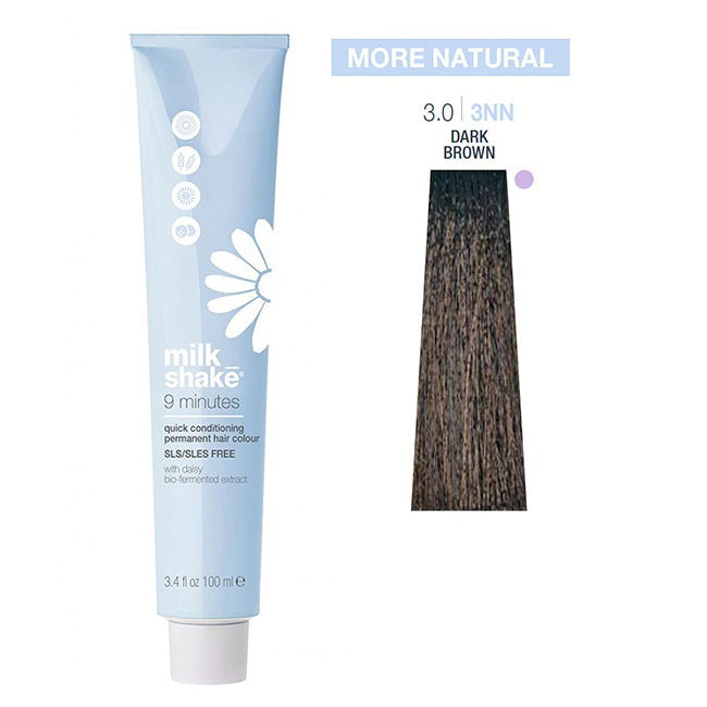 Milk Shake, 9 Minutes, SLS/SLES-Free, Permanent Hair Dye, 3.03NN Dark Brown, 100 ml