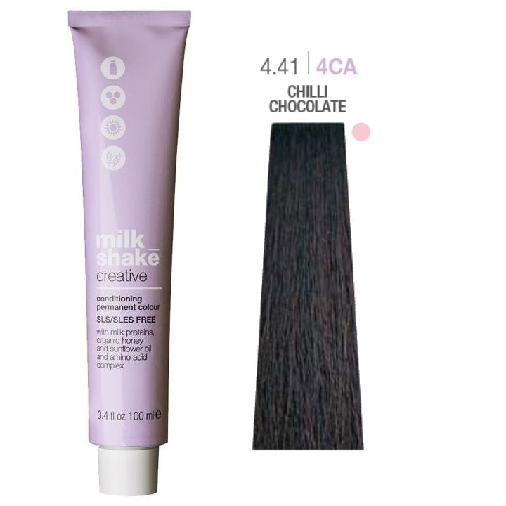 Milk Shake, Creative, SLS/SLES-Free, Permanent Hair Dye, 4.414CA Chili Chocolate, 100 ml