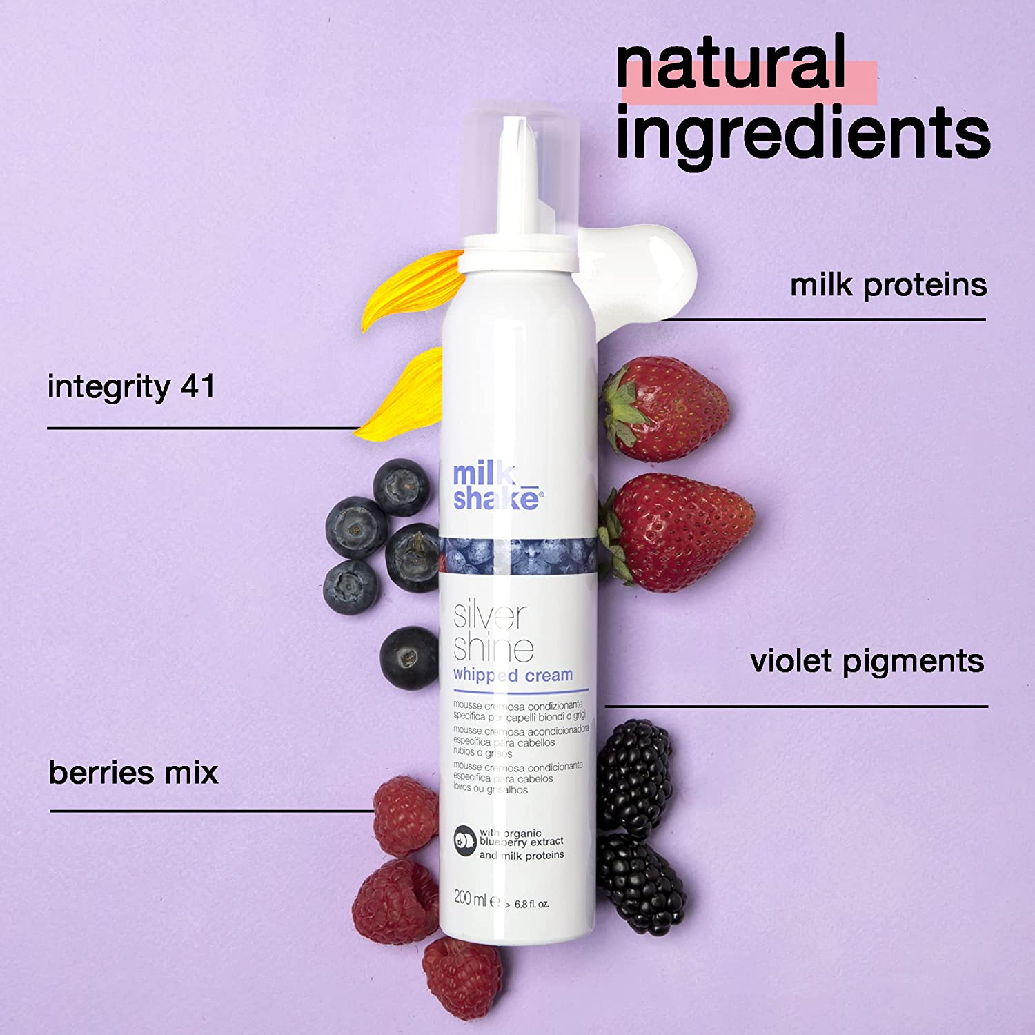 Milk Shake, Silver Shine Whipped Cream, Hair Leave-In Foam Conditioner, 200 ml - view 2