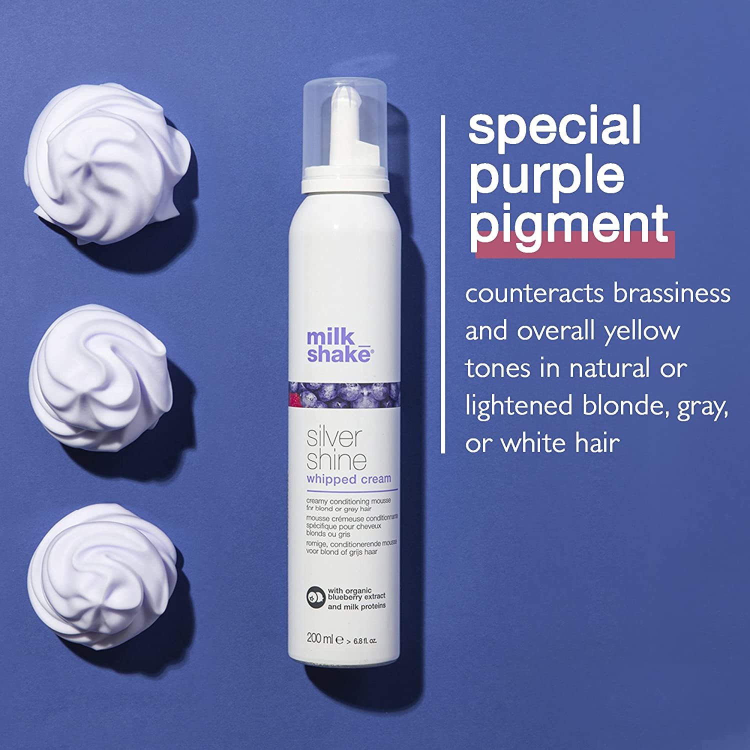 Milk Shake, Silver Shine Whipped Cream, Hair Leave-In Foam Conditioner, 200 ml - view 3