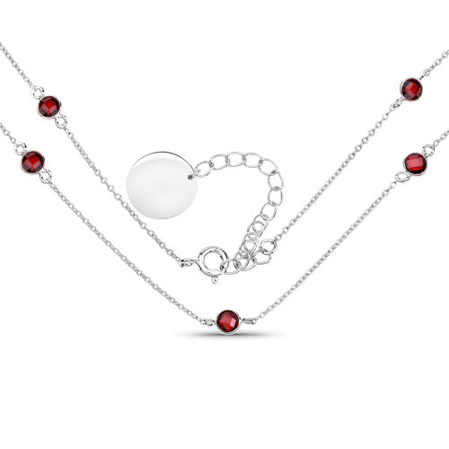 Collar de plata de ley .925 con granate genuino de 2.10 quilates