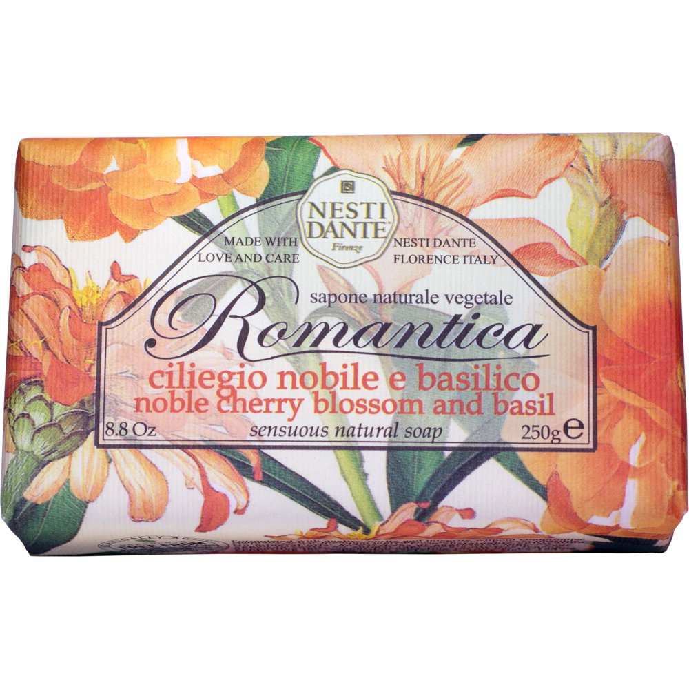 Nesti Dante, Romantica, Natural Ingredients, Cleansing & Softening, Cherry Blossom & Basil, Scented Soap Bar , Body, 250 g