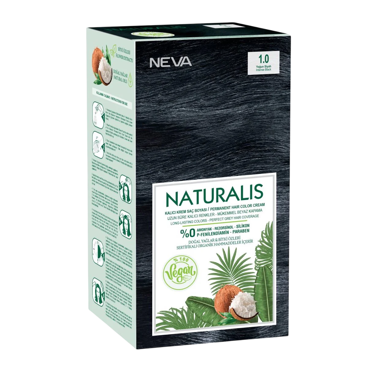Neva, Naturalis, Permanent Hair Dye, 1.0 Intense Black, 150 ml