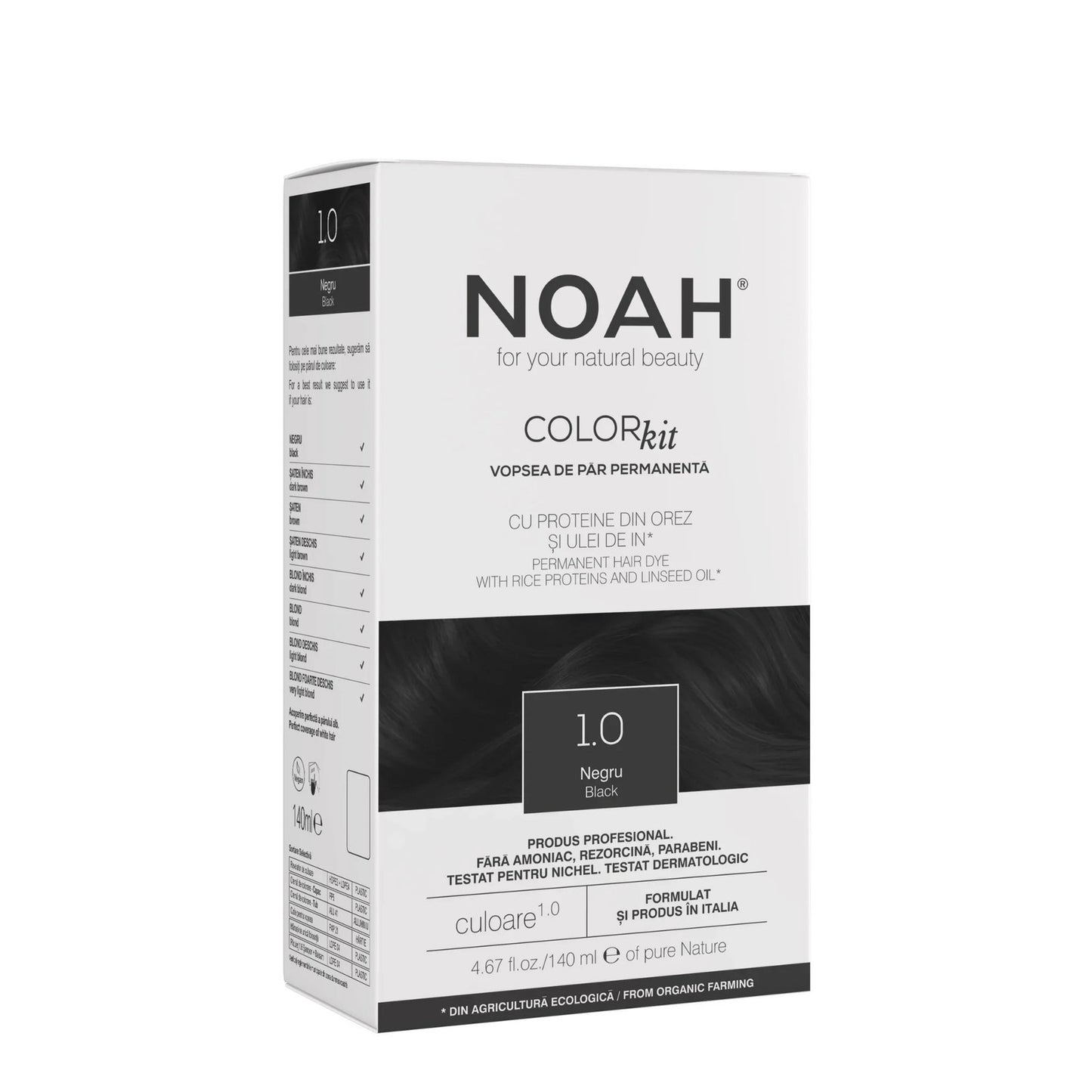 Noah, Permanent Hair Colour, Permanent Hair Dye, 1.0 Black, 140 ml