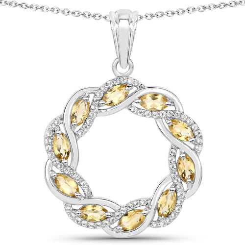 Colgante de plata esterlina .925 con citrino genuino y topacio blanco de 1.73 quilates