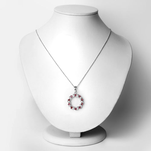 Colgante de plata de ley .925 con turmalina rosa auténtica de 1,30 quilates y topacio blanco
