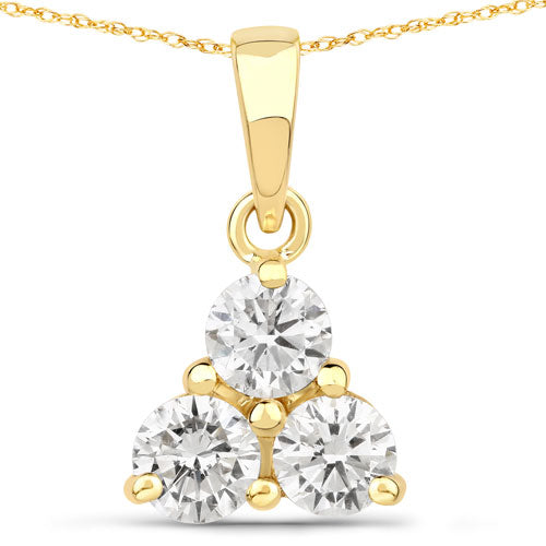 Colgante de oro amarillo de 14 quilates con diamante cultivado en laboratorio genuino de 0,75 quilates
