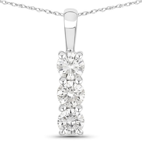 Colgante de oro blanco de 14 quilates con diamante cultivado en laboratorio de 0,75 quilates
