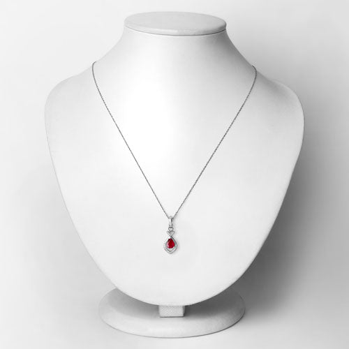 Colgante de oro blanco de 14 quilates con rubí auténtico de 0,86 quilates y diamantes blancos