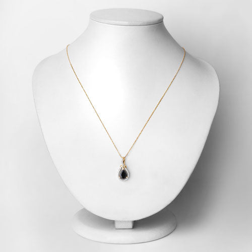 Colgante de oro amarillo de 14 quilates con zafiro azul genuino de 1,48 quilates y diamante blanco