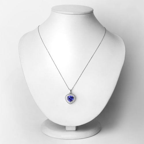 Colgante de oro blanco de 14 quilates con tanzanita auténtica de 4,17 quilates y diamantes blancos