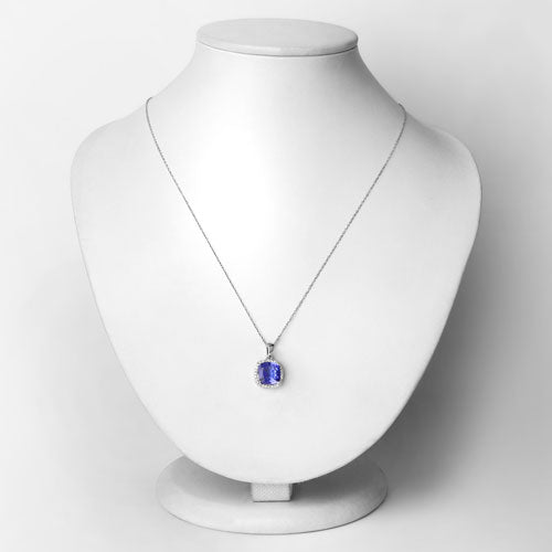 Colgante de oro blanco de 14K con tanzanita genuina de 2,65 quilates y diamantes blancos