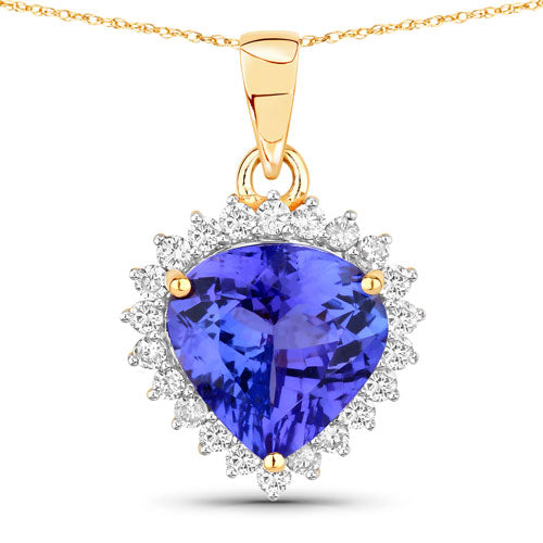 Colgante de oro amarillo de 14K con tanzanita genuina de 2,66 quilates y diamantes blancos