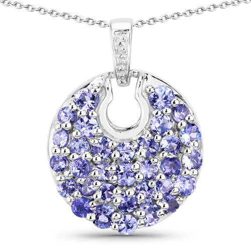 Colgante de plata de ley .925 con tanzanita auténtica de 1,78 quilates