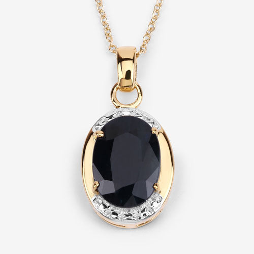 Colgante de plata de ley .925 con zafiro negro auténtico de 7,50 quilates