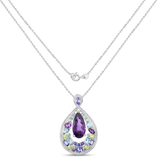 Colgante de plata de ley .925 con varias piedras preciosas de 6,40 quilates