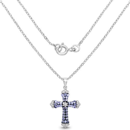 Colgante de plata de ley .925 con tanzanita genuina de 1,84 quilates y circonia blanca