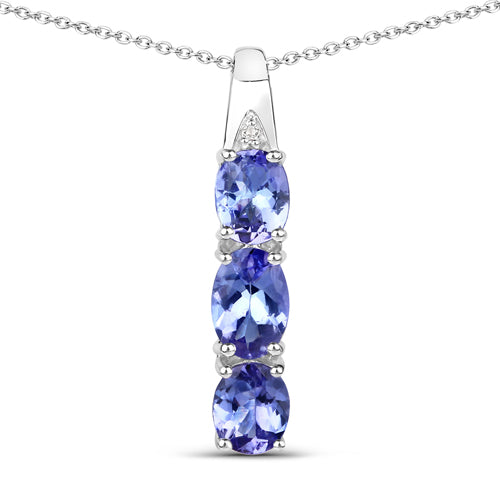 Colgante de plata de ley .925 con tanzanita genuina de 1,11 quilates y diamantes blancos