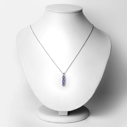 Colgante de plata de ley .925 con tanzanita genuina de 1,11 quilates y diamantes blancos