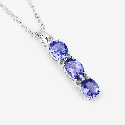 Colgante de plata de ley .925 con tanzanita genuina de 1,11 quilates y diamantes blancos
