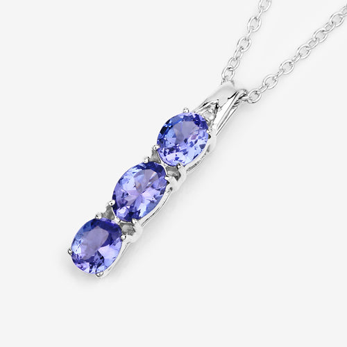 Colgante de plata de ley .925 con tanzanita genuina de 1,11 quilates y diamantes blancos